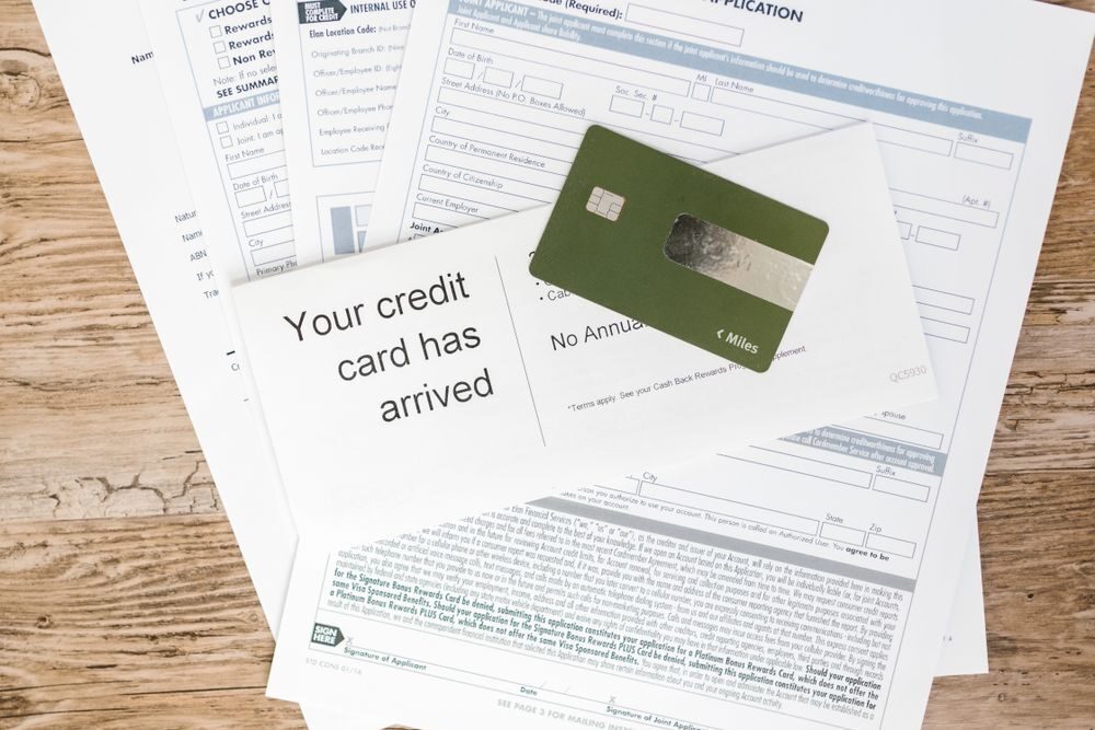 Credit card application forms and a new credit card